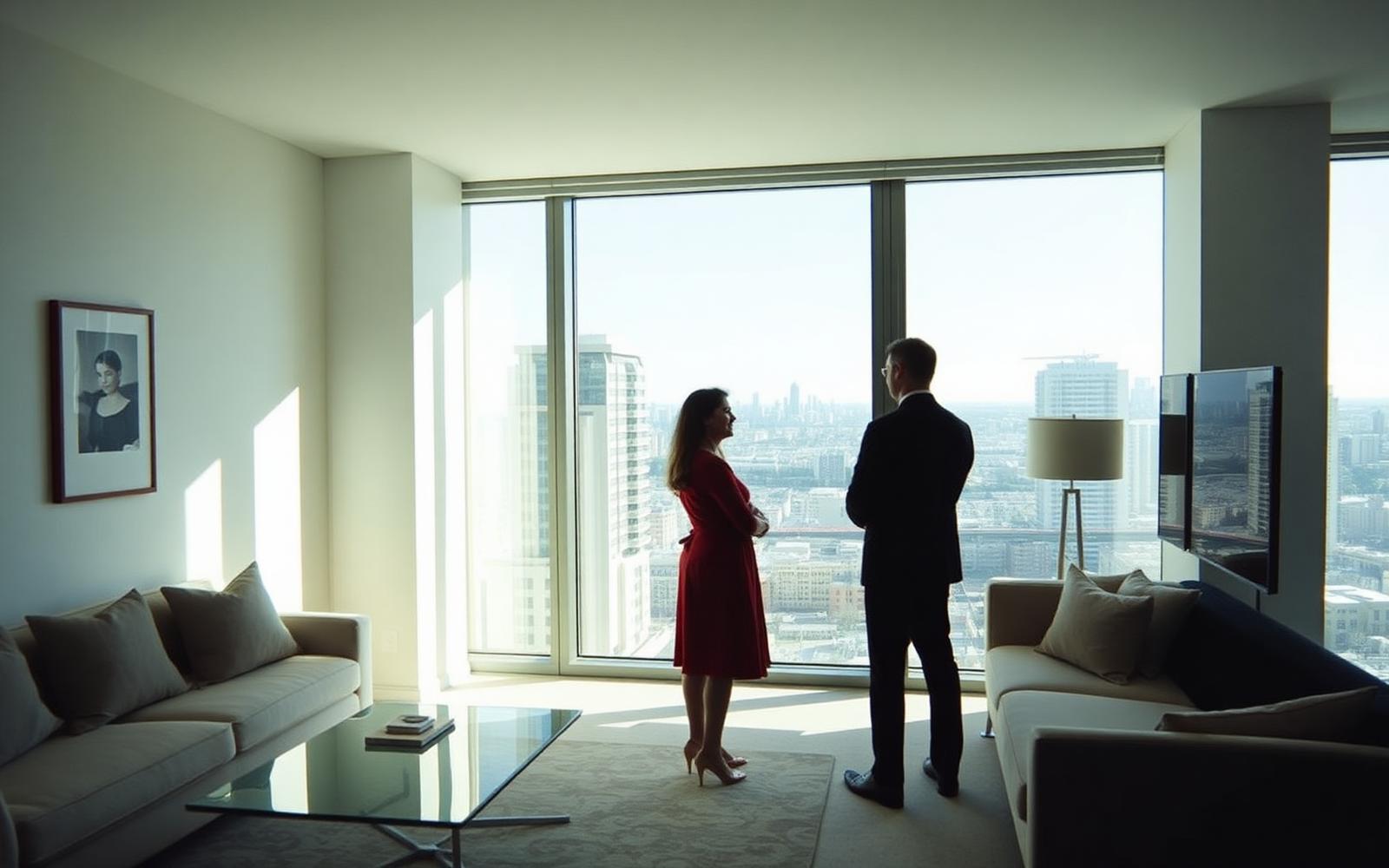 Property development scenting in a show apartment with city views